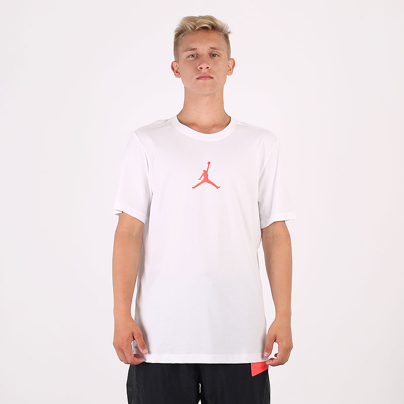 мужская белая футболка Jordan Jumpman Dri-FIT Cotton Short Sleeve Crew BQ6740-101 - цена, описание, фото 1
